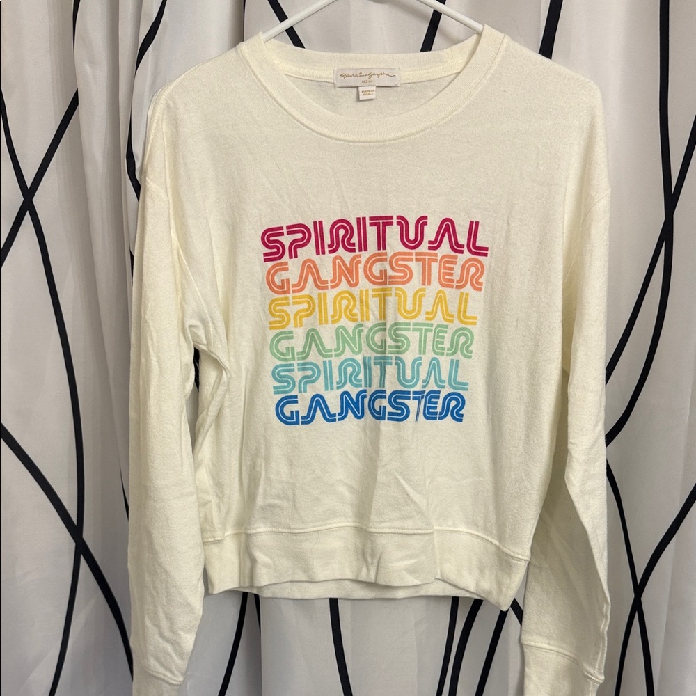 NWOt Spiritual Gangster Cream Multicolor Graphic Sweatshirt - Medium